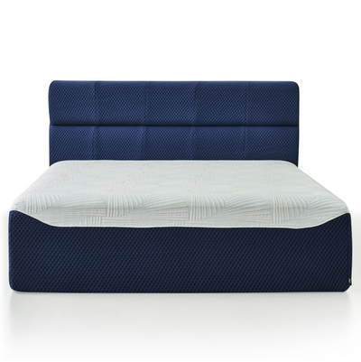 Phaf full size bed with wooden frame and white bedding, showcasing a modern bedroom furniture design.