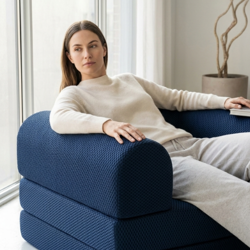 Phaf single sofa in neutral fabric upholstery with plush cushions and modern design, ideal for compact living spaces.