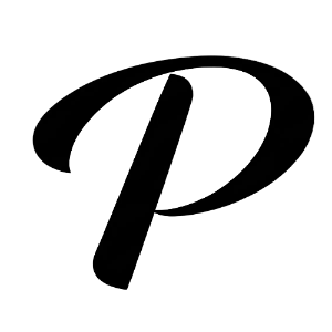 Teal letter 'P' on a white background