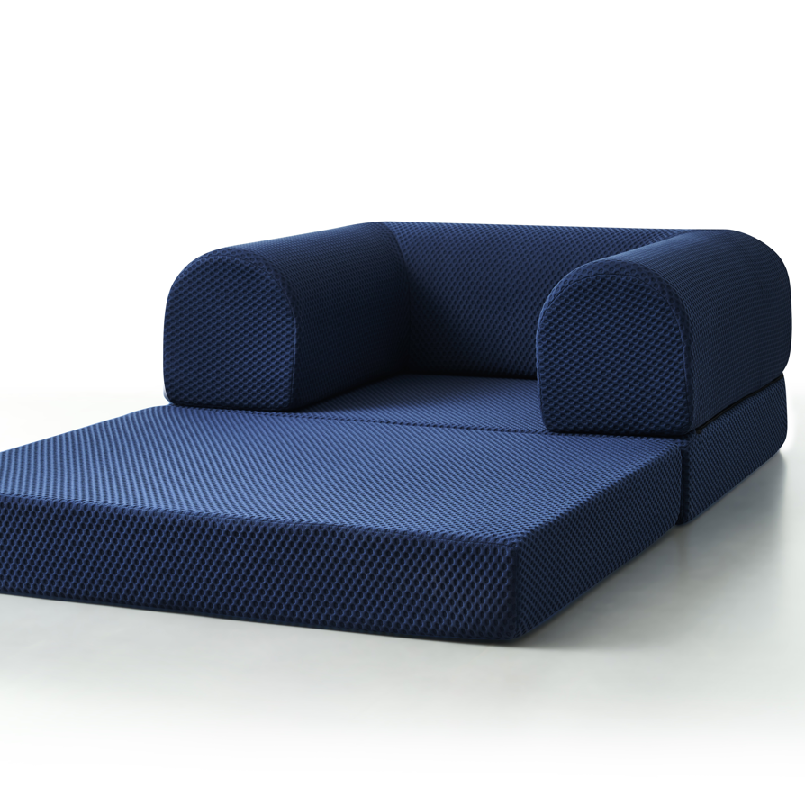 Blue Phaf Single Sofa with cushioned seat and backrest, featuring sleek design and modern style.