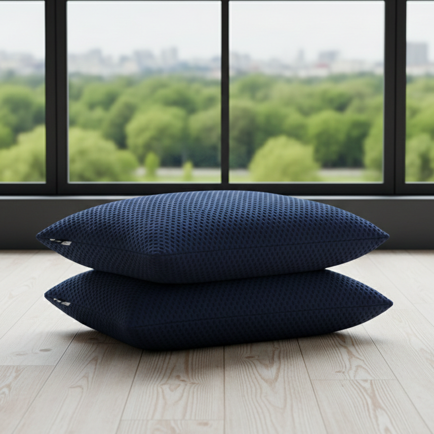 Pair of Cusheez pillows from Phaf, featuring soft, comfortable fabric with a stylish Gemini pattern, shown in a 2-pack set.