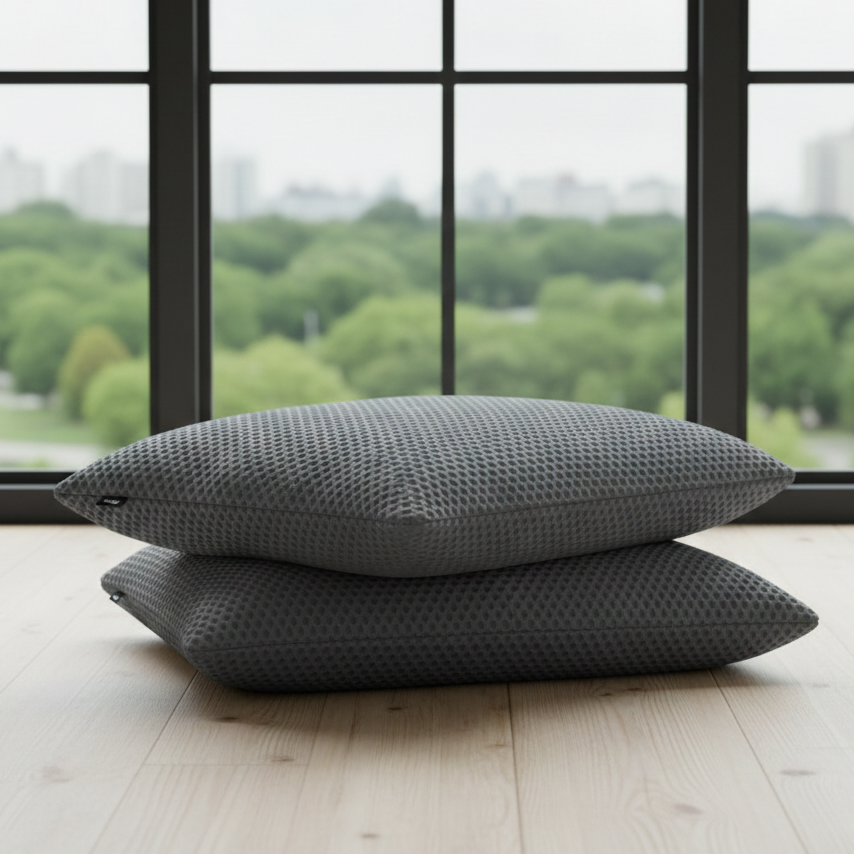 Pair of Phaf Cusheez Pillows in a 2-pack, featuring soft, comfortable fabric with a stylish Gemini pattern on each pillow.