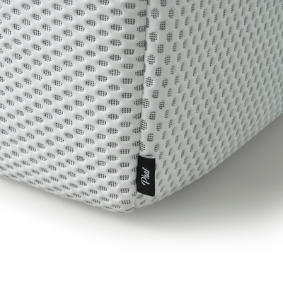 White Toto Ottoman by Phaf, modern fabric storage ottoman with cushioned top and sleek design for living room decor.